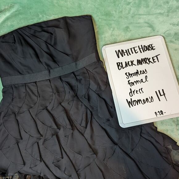 White House Black Market Dresses & Skirts - White House Black Market Strapless Ruffle Chiffon Lined Knee Length Dress 14
